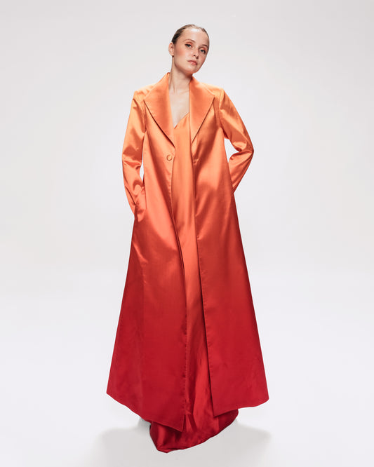 Sunset Overcoat - Ombre single breasted long over coat